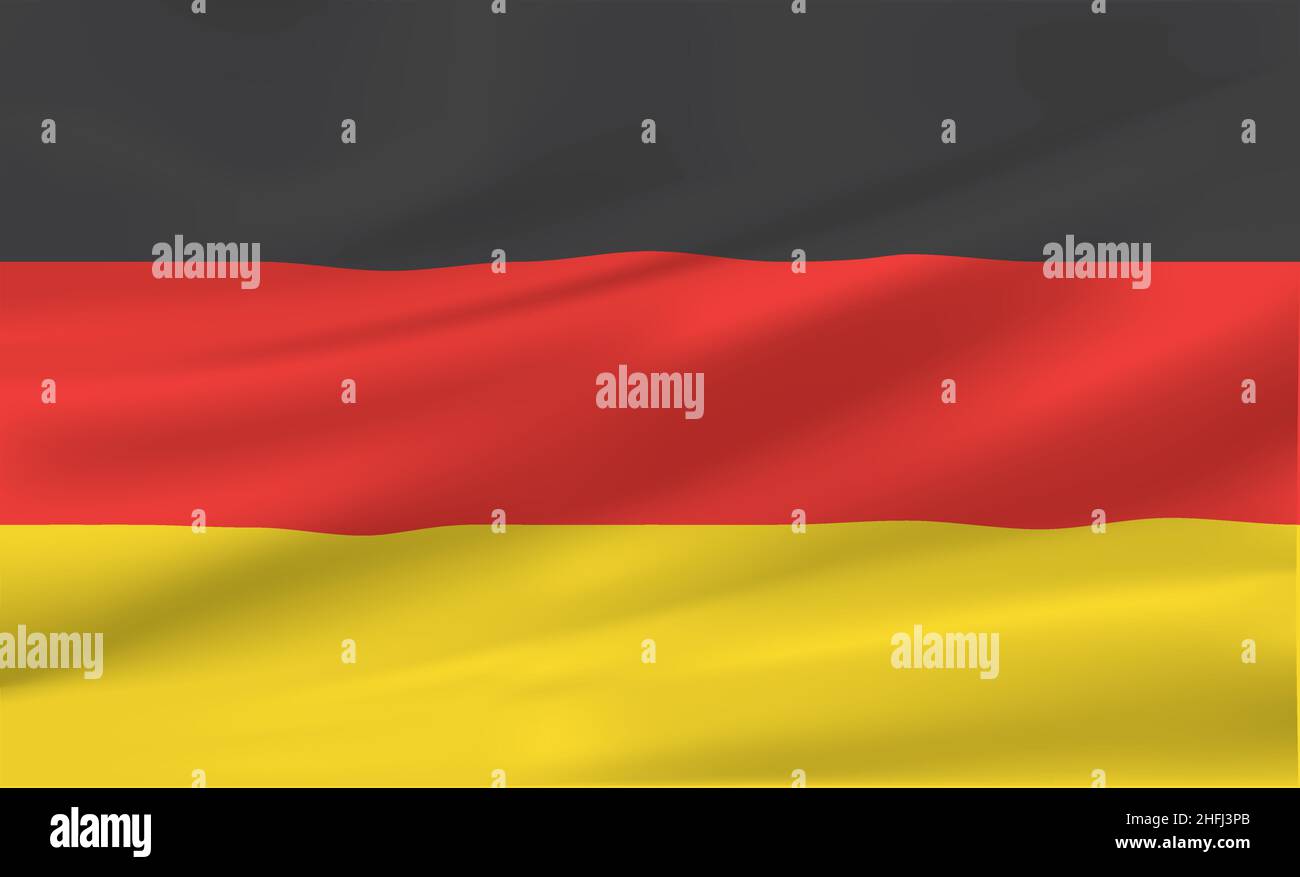 Bandiera nazionale della Germania che soffia nel vento. Illustrazione vettoriale. File vettoriale EPS 10. Illustrazione Vettoriale