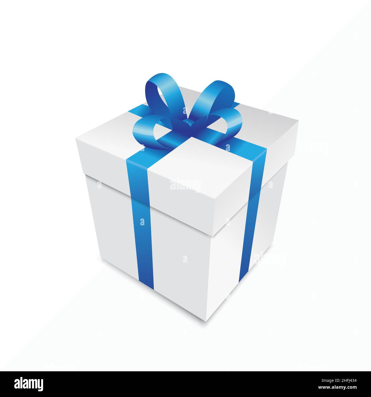 Confezione regalo con nastro blu su sfondo bianco. Illustrazione vettoriale. File vettoriale EPS 10. Illustrazione Vettoriale