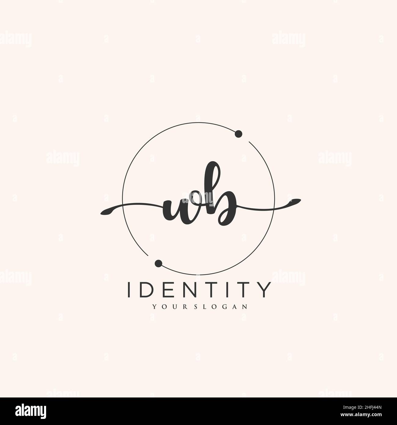 WB Handwriting logo arte vettoriale di firma iniziale, matrimonio, moda, gioielleria, boutique, floreale e botanica con modello creativo per qualsiasi azienda Illustrazione Vettoriale