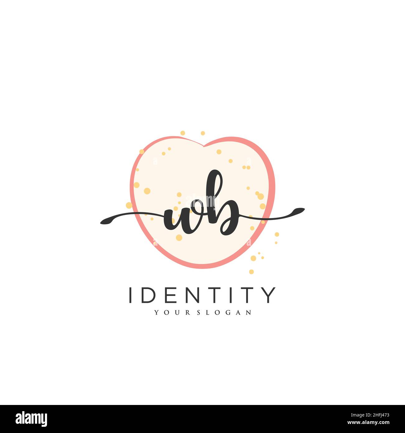 WB Handwriting logo arte vettoriale di firma iniziale, matrimonio, moda, gioielleria, boutique, floreale e botanica con modello creativo per qualsiasi azienda Illustrazione Vettoriale