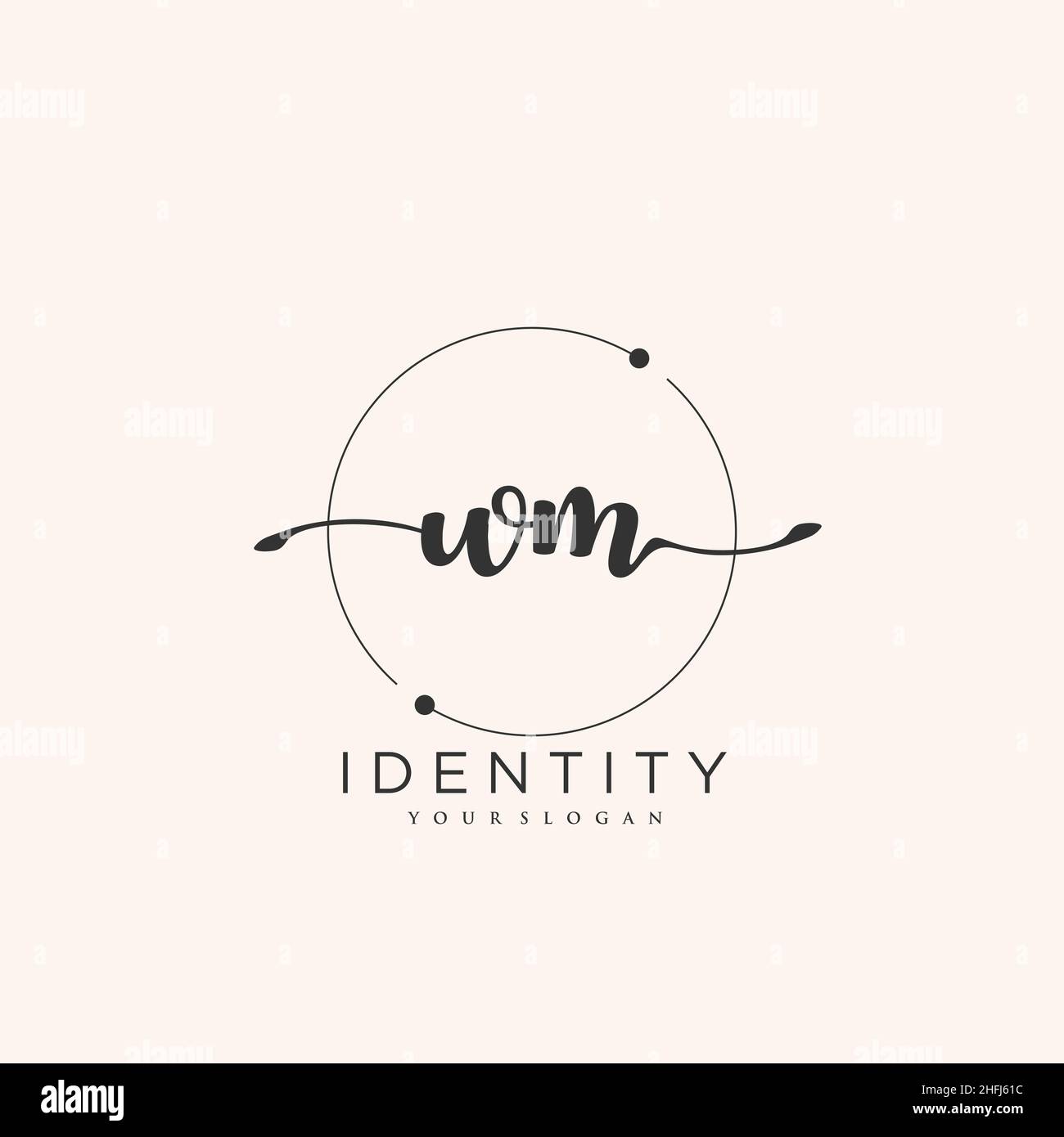 WM Handwriting logo arte vettoriale di firma iniziale, matrimonio, moda, gioielleria, boutique, floreale e botanica con modello creativo per qualsiasi azienda Illustrazione Vettoriale