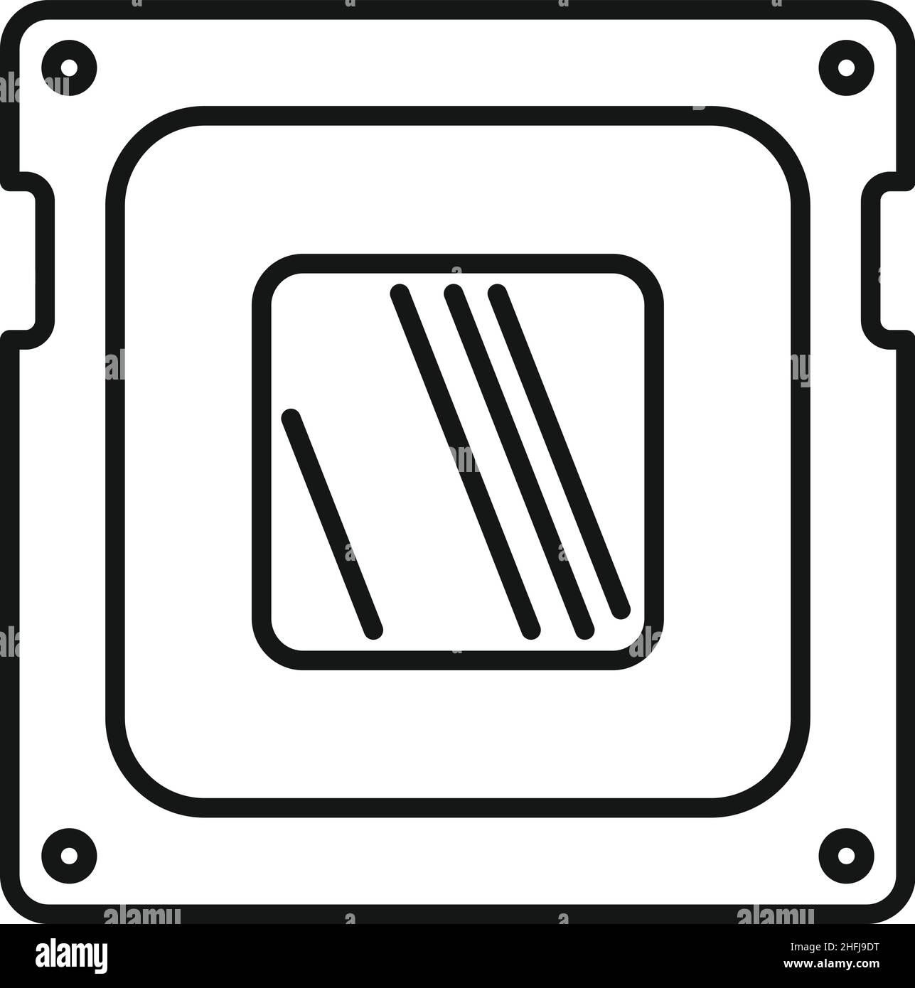 Vettore di contorno dell'icona della cpu elettronica. Dati del computer. Microchip della scheda Illustrazione Vettoriale