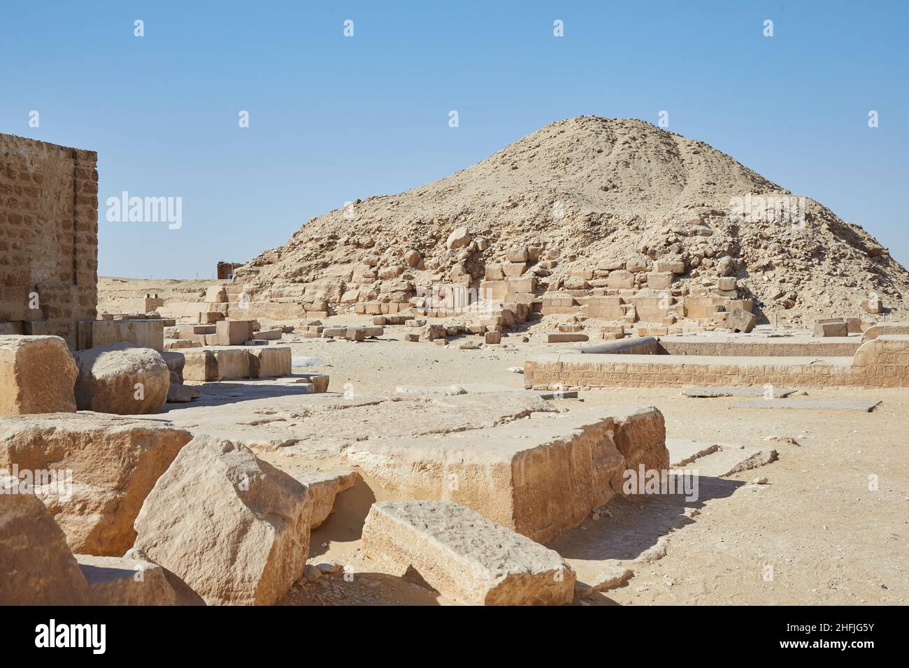 La Piramide di Unas a Saqqara, conosciuta per i testi della Piramide Foto Stock