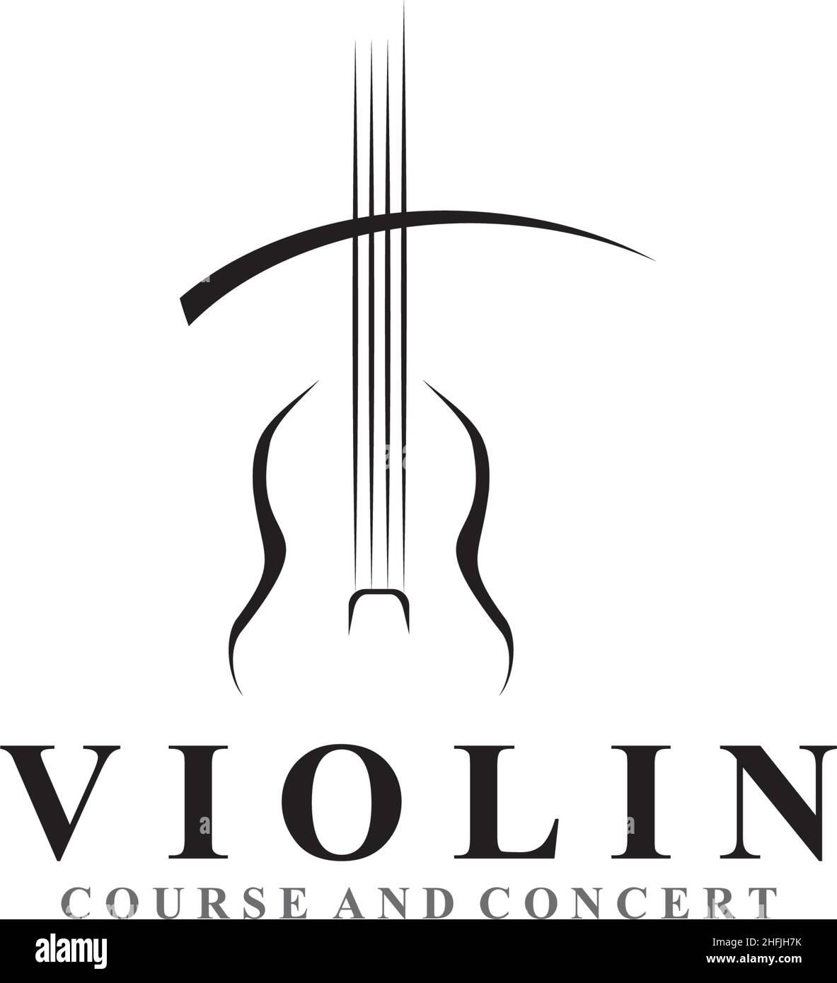Modello vettoriale di ispirazione per il logo con icona a violino Illustrazione Vettoriale