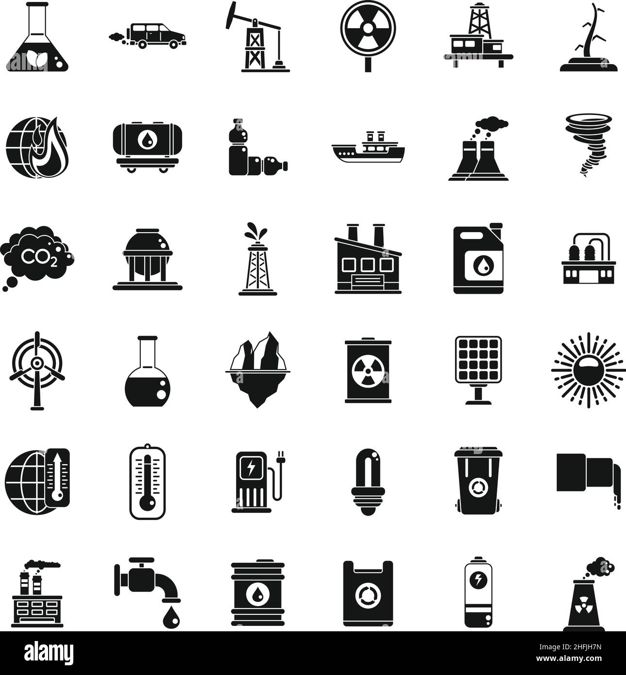 Le icone di riscaldamento globale impostano un vettore semplice. Cambiamenti climatici. Terra calda Illustrazione Vettoriale