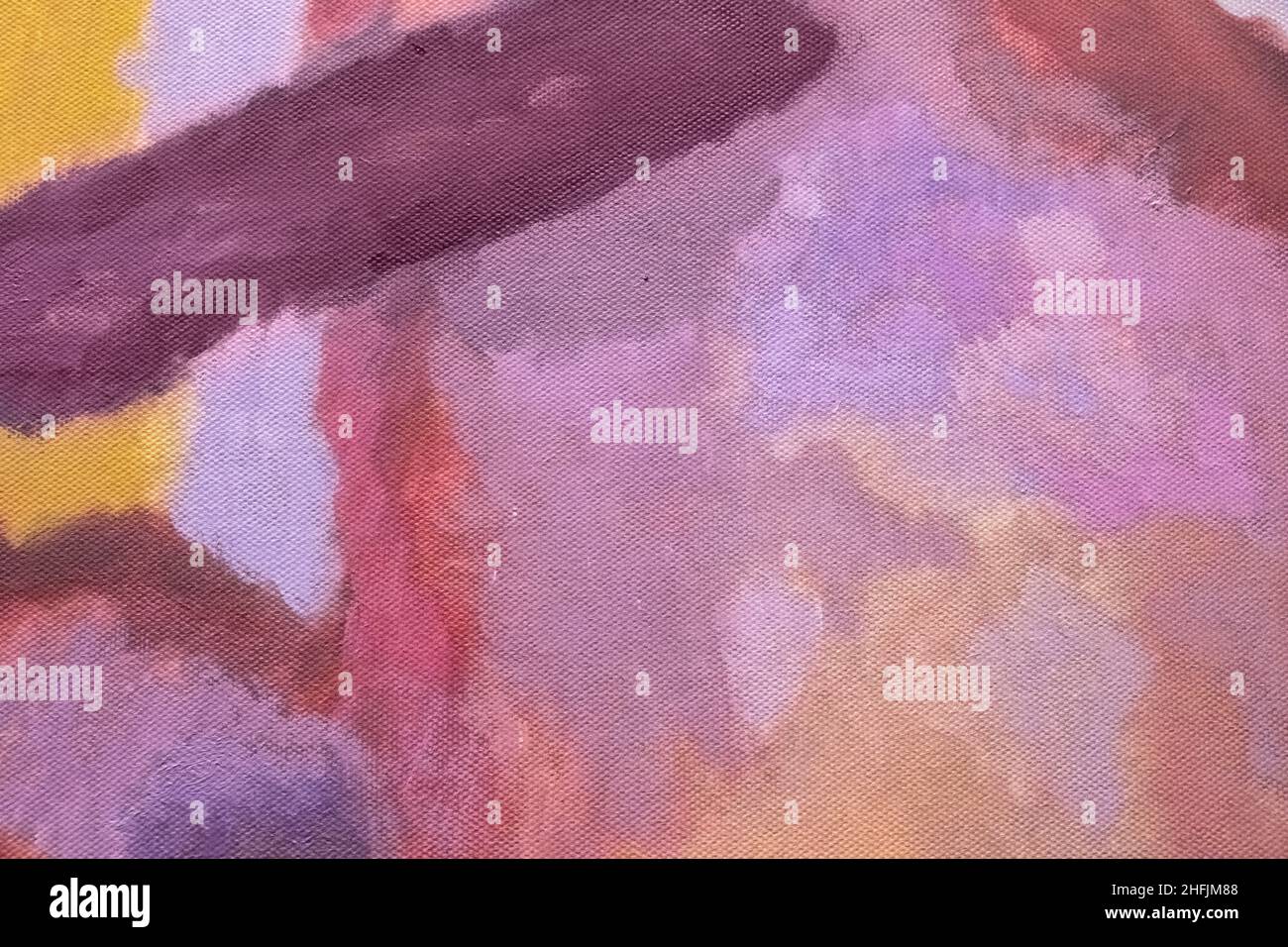Astratto arte sfondo viola chiaro e lilla colori. Pittura ad acquerello su tela con sfumatura viola. Frammento di disegno su carta con motivo. Foto Stock