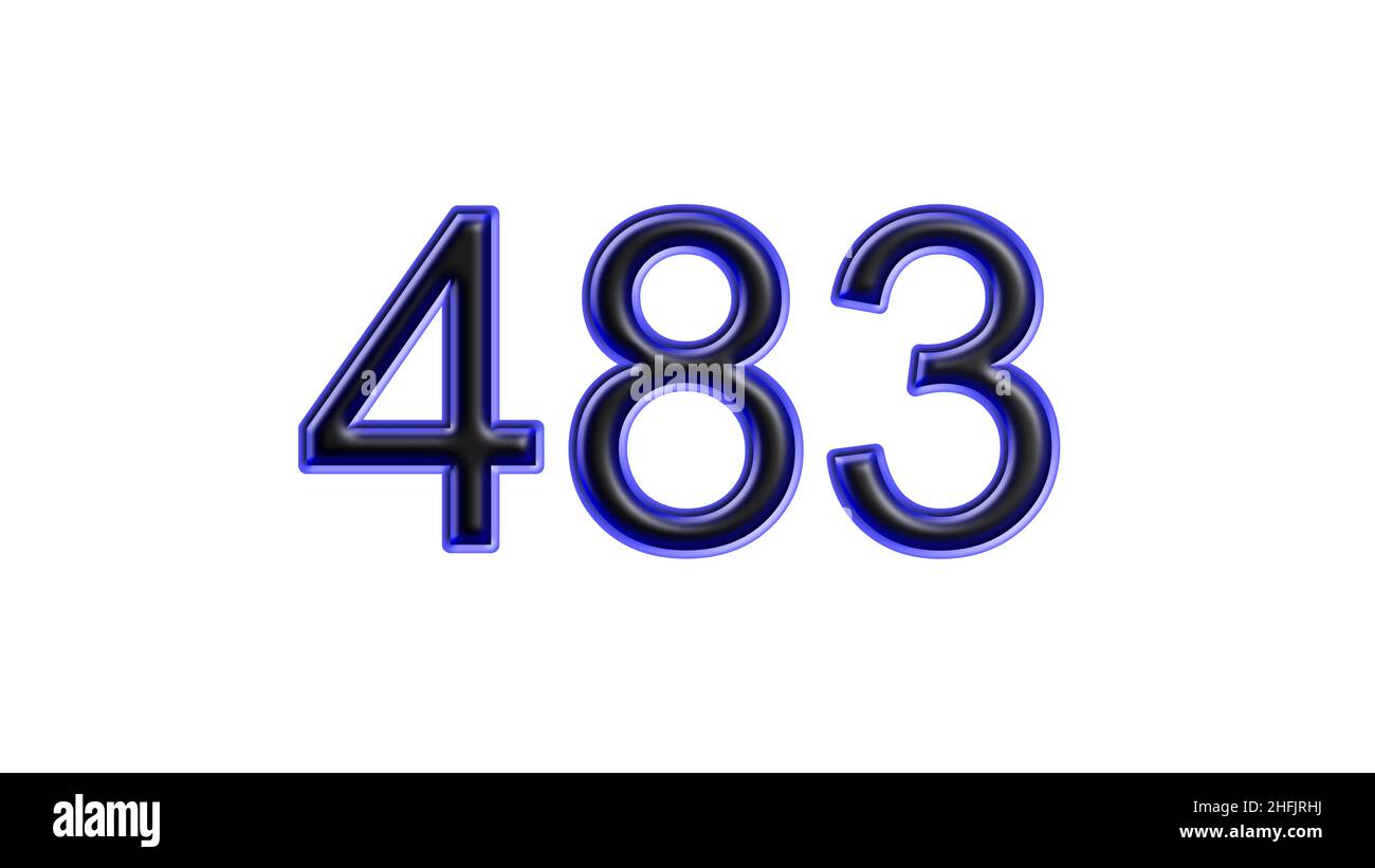 blu 483 numero 3d effetto sfondo bianco Foto Stock