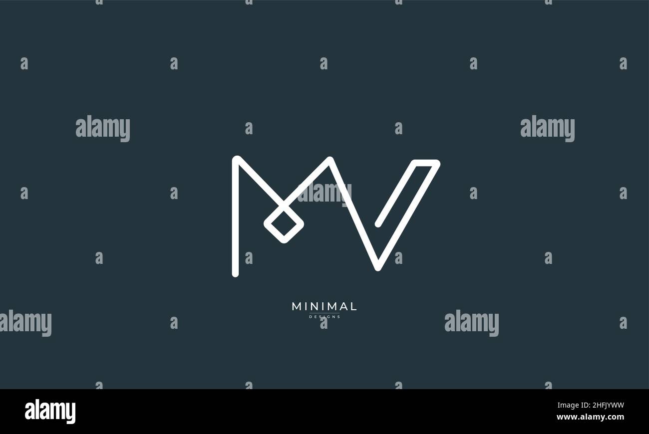 Icona lettera alfabetica logo MV Illustrazione Vettoriale