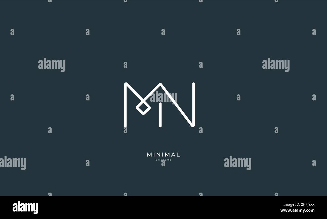 Icona lettera alfabetica logo MN Illustrazione Vettoriale