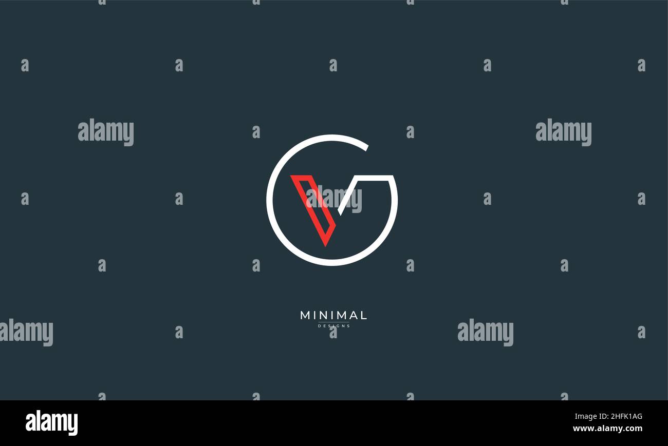 Icona lettera alfabetica logo GV o VG Illustrazione Vettoriale