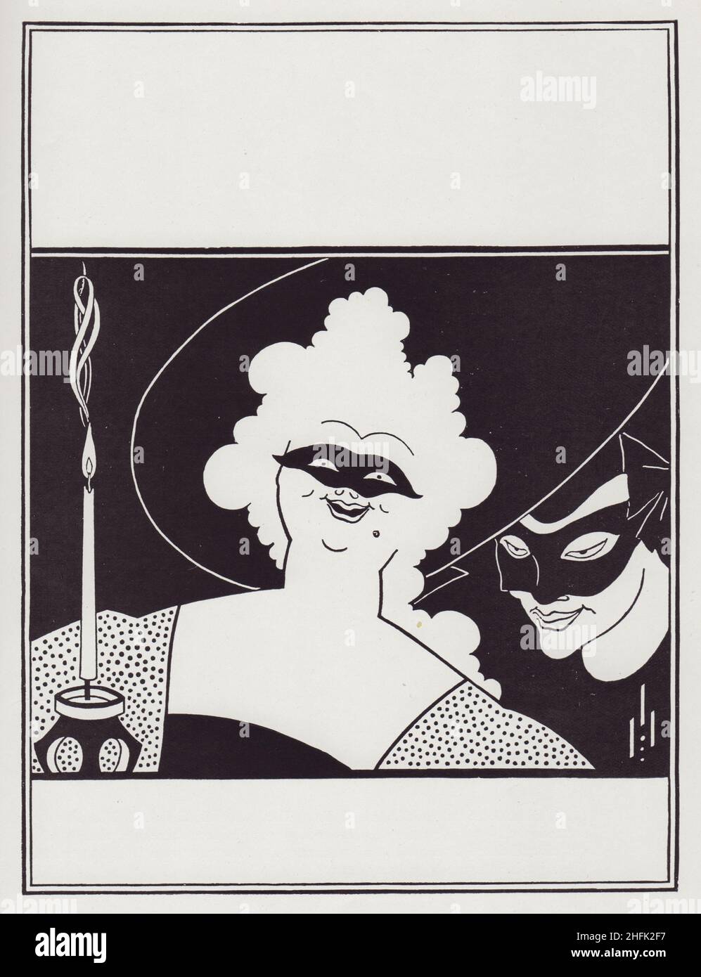 Copertina per il Libro giallo, Vol i, 1894. Mascherato carnevale-goers nello stile di Jules CHéret. "The Yellow Book", pubblicato da John Lane, è stato un giornale progressivo delle arti con Beardsley come editor d'arte. Da "The Best of Beardsley" a cura di R. A. Walker, [The Bodley Head, London, 1948] Foto Stock