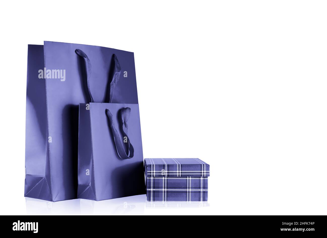 Varie misure di vacanza shopping borse regalo colore molto peri lavanda Foto Stock