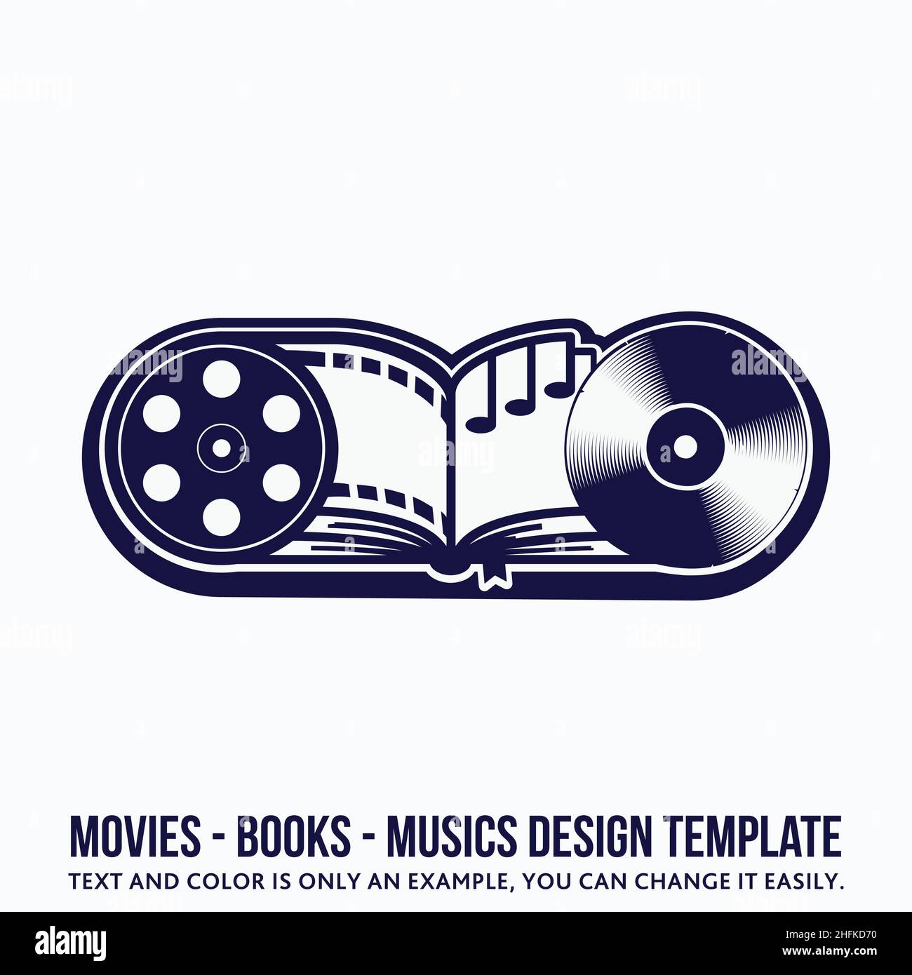 Musica, libri, film modello di design. Vettore e illustrazione. Illustrazione Vettoriale