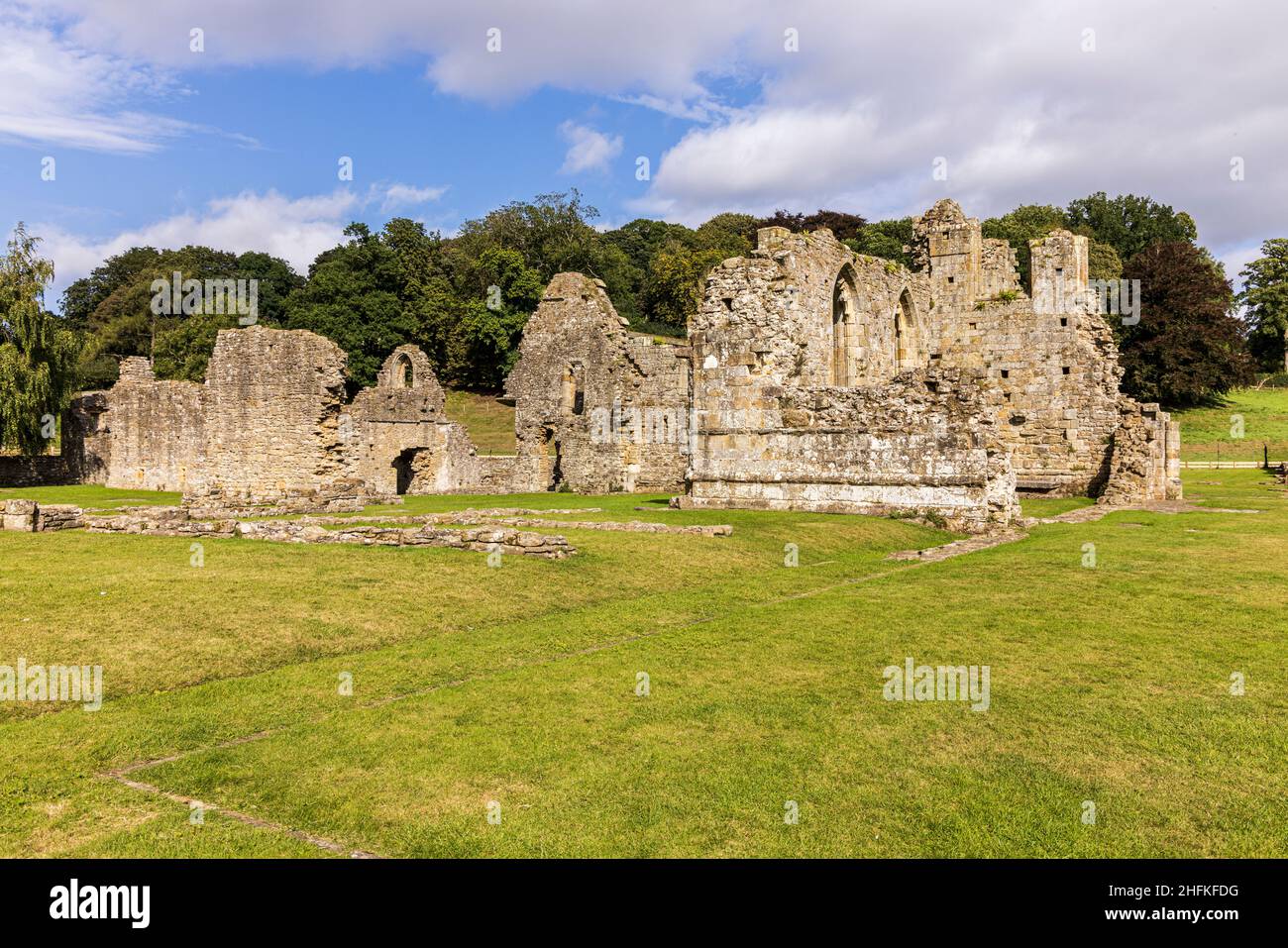 Le rovine dell'abbazia di Easby, Richmond, North Yorkshire, Inghilterra Foto Stock