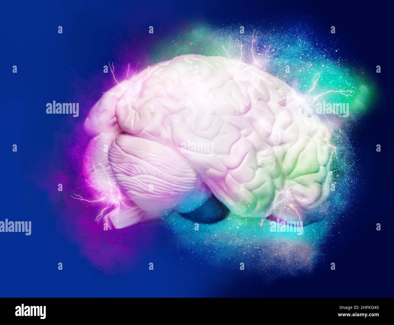 Illustrazione del colore del pensiero dell'immagine del concetto del cervello di Openminded Foto Stock