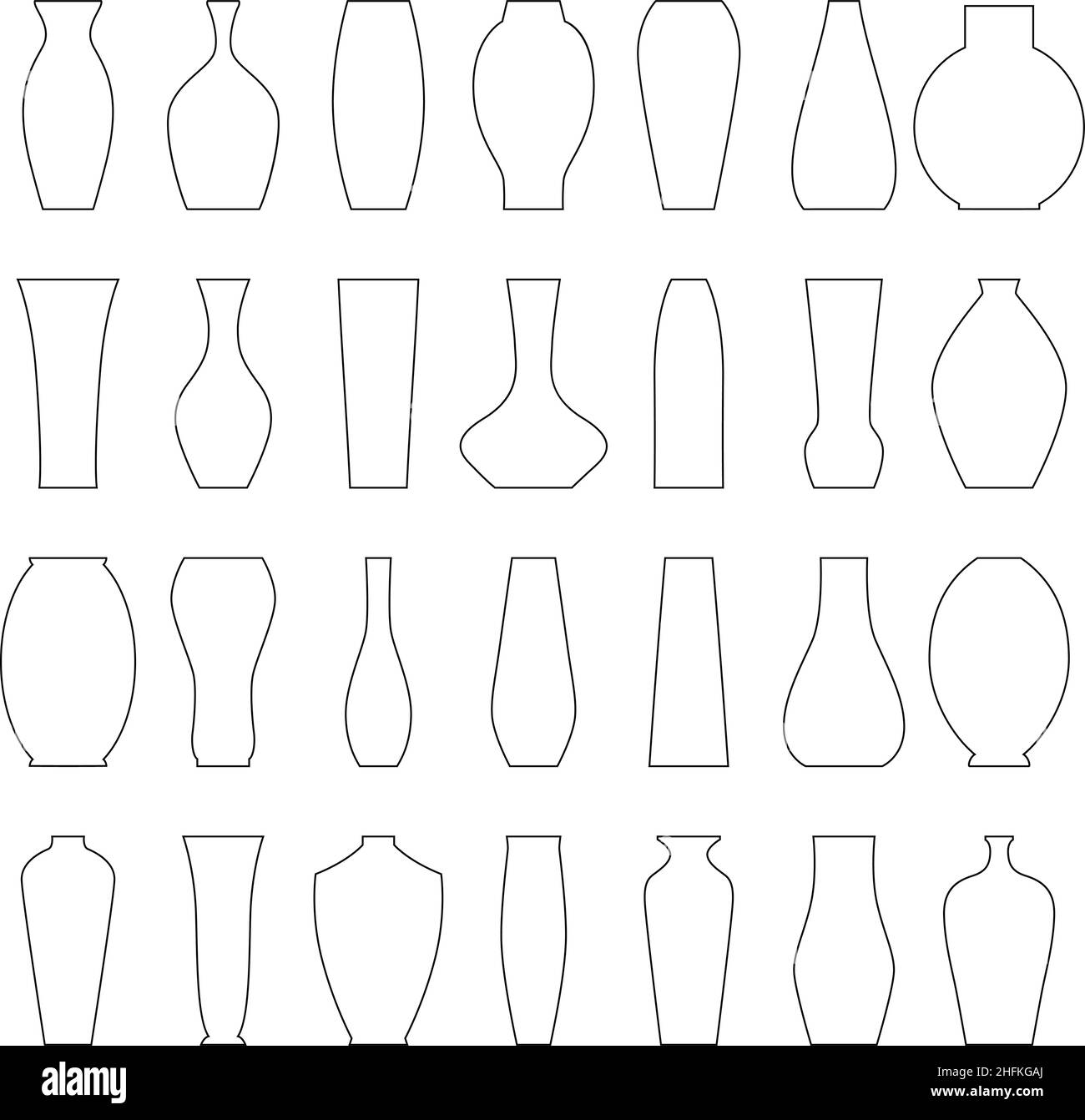 Set di contorni di vasi, illustrazione vettoriale Illustrazione Vettoriale