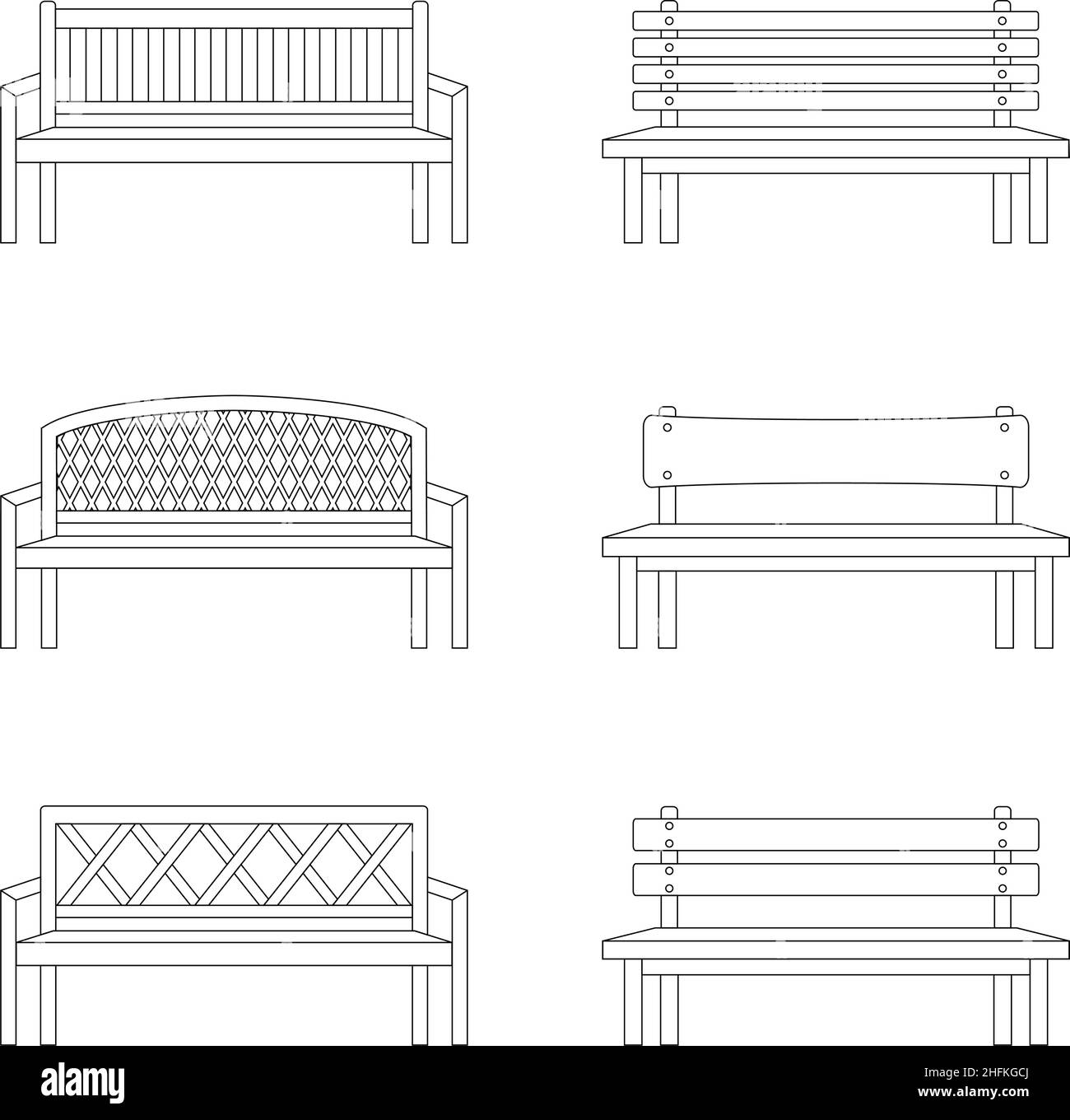 Set di contorni del banco, illustrazione vettoriale Illustrazione Vettoriale