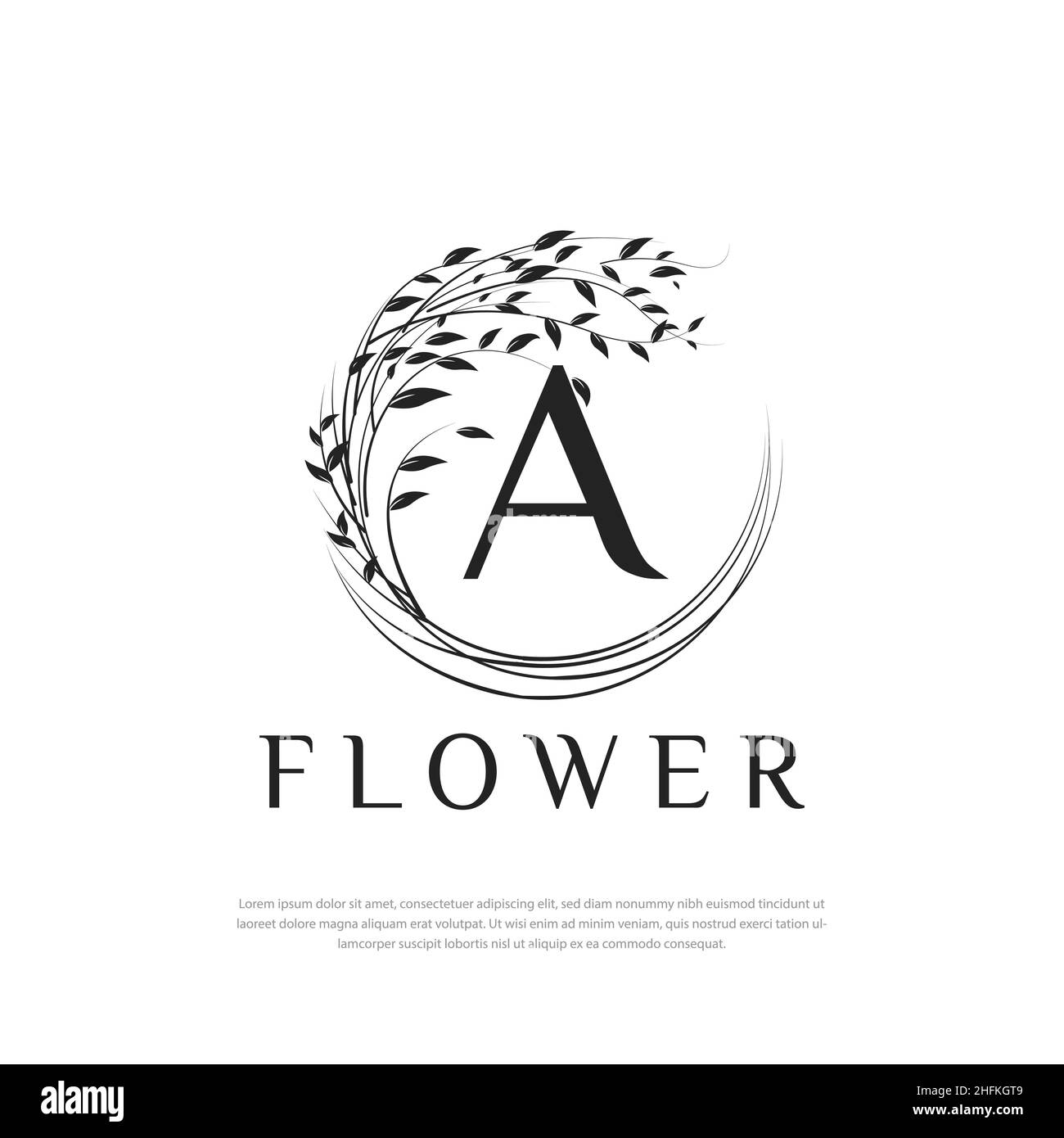 Un'arte floreale e botanica di bellezza con logo vettoriale con modello creativo Illustrazione Vettoriale