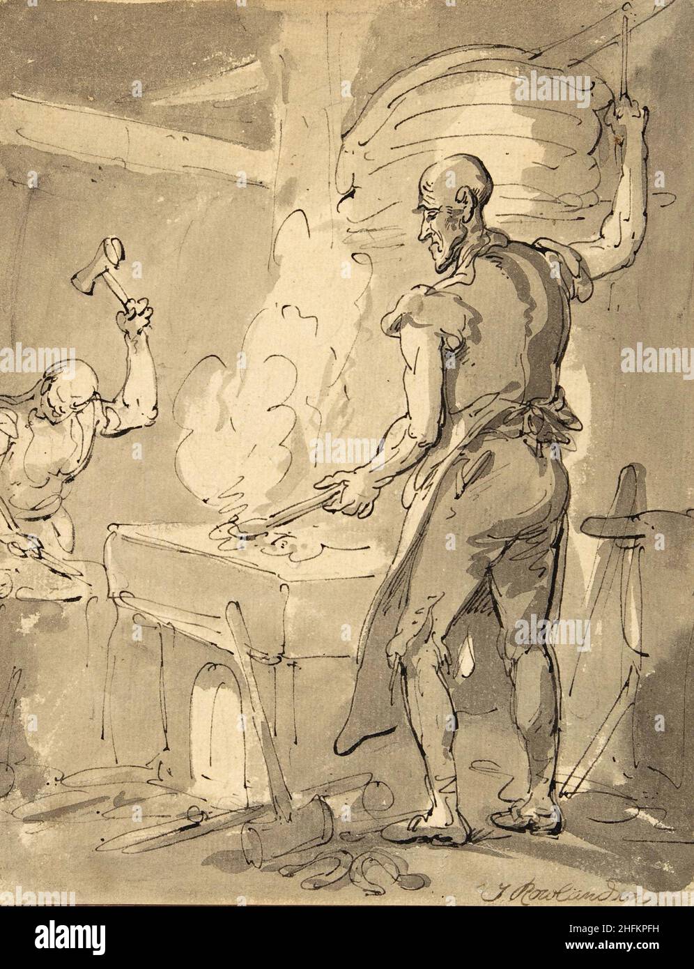 Un fabbro. Artista: Thomas Rowlandson (1756-1827) artista e caricaturista inglese dell'epoca georgiana. Osservatore sociale, è stato un artista prolifico e tipografo. Credit: Thomas Rowlandson/Alamy Foto Stock