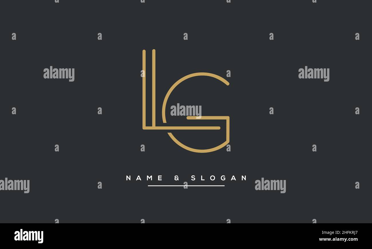 Moderna lettera astratta LG, GL logo di lusso. Vettore icona basato su LG minimo, GL iniziale Illustrazione Vettoriale