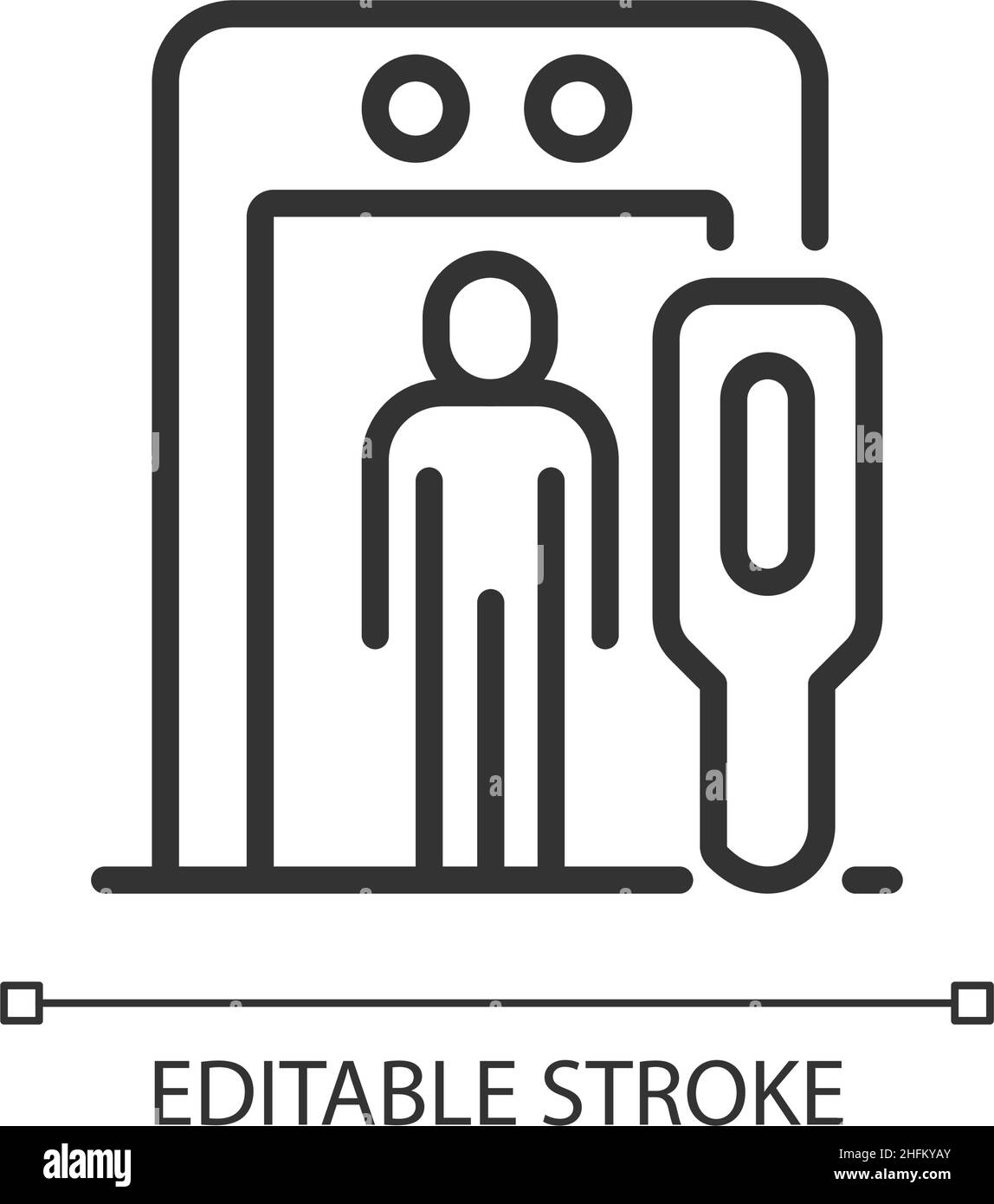 Icona lineare di sicurezza del confine con l'aeroporto Illustrazione Vettoriale