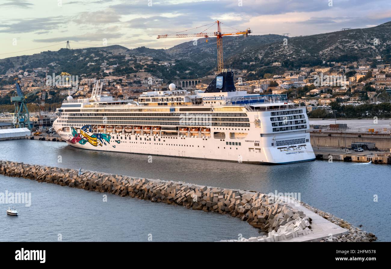 Primo piano della nave da crociera Norwegian Jewel - Marsiglia Francia Foto Stock