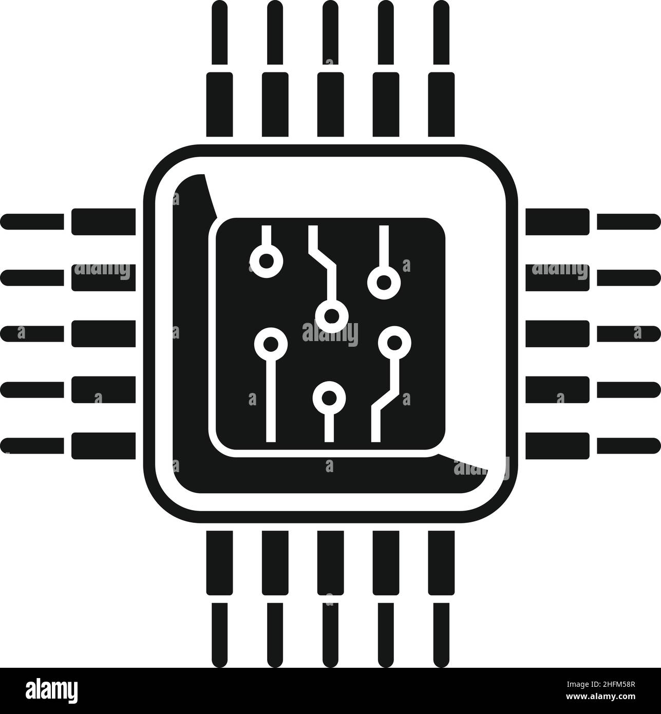 Icona micro cpu vettore semplice. Digitale del computer. Dati principali Illustrazione Vettoriale