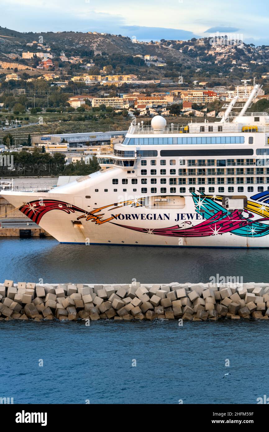 Primo piano della nave da crociera Norwegian Jewel - Marsiglia Francia Foto Stock