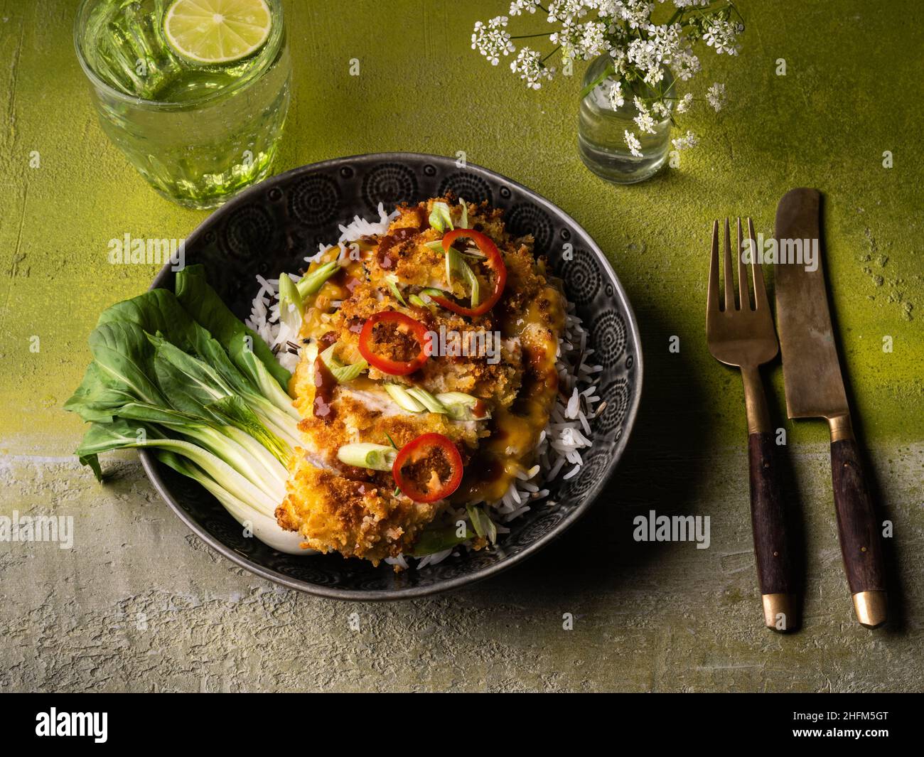 Pollo al Curry Katsu Foto Stock