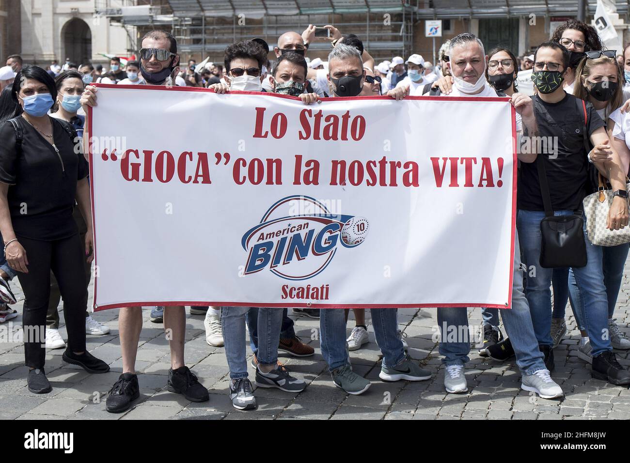 Roberto Monaldo / LaPresse 09-06-2020 Roma (Italia) manifestazione di operatori di sale da gioco per chiedere la riapertura dopo Covid-19 emergenza nel pic Un momento di dimostrazione Foto Stock