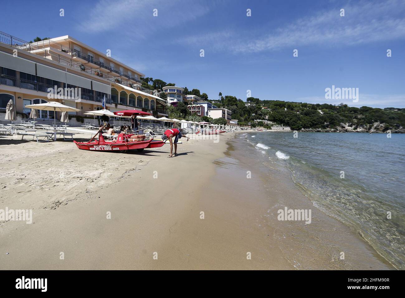 Cecilia Fabiano/LaPresse Giugno 12 , 2020 Roma (Italia) Notizie Turismo crisi : Hotel di lusso riapertura per la stagione marittima a Pic : Hotel Ninfeo sulla costa Gaeta Foto Stock