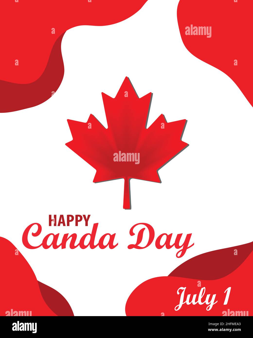 Festa del giorno del Canada felice con carta d'auguri di Maple Leaf Poster illustrazione del vettore. Design moderno minimalista Illustrazione Vettoriale