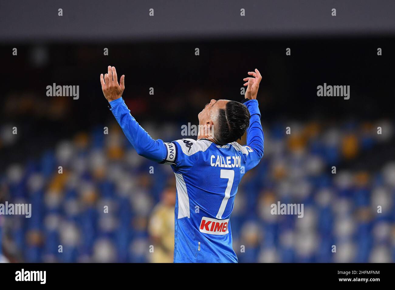 Cafaro/LaPresse 28 giugno 2020 Napoli, Italia sport soccer Napoli vs Spal - Campionato Italiano Calcio League A TIM 2019/2020 - Stadio San Paolo. Nella foto: Jose Maria Callejon (SSC Napoli) mostra la sua delusione. Foto Stock