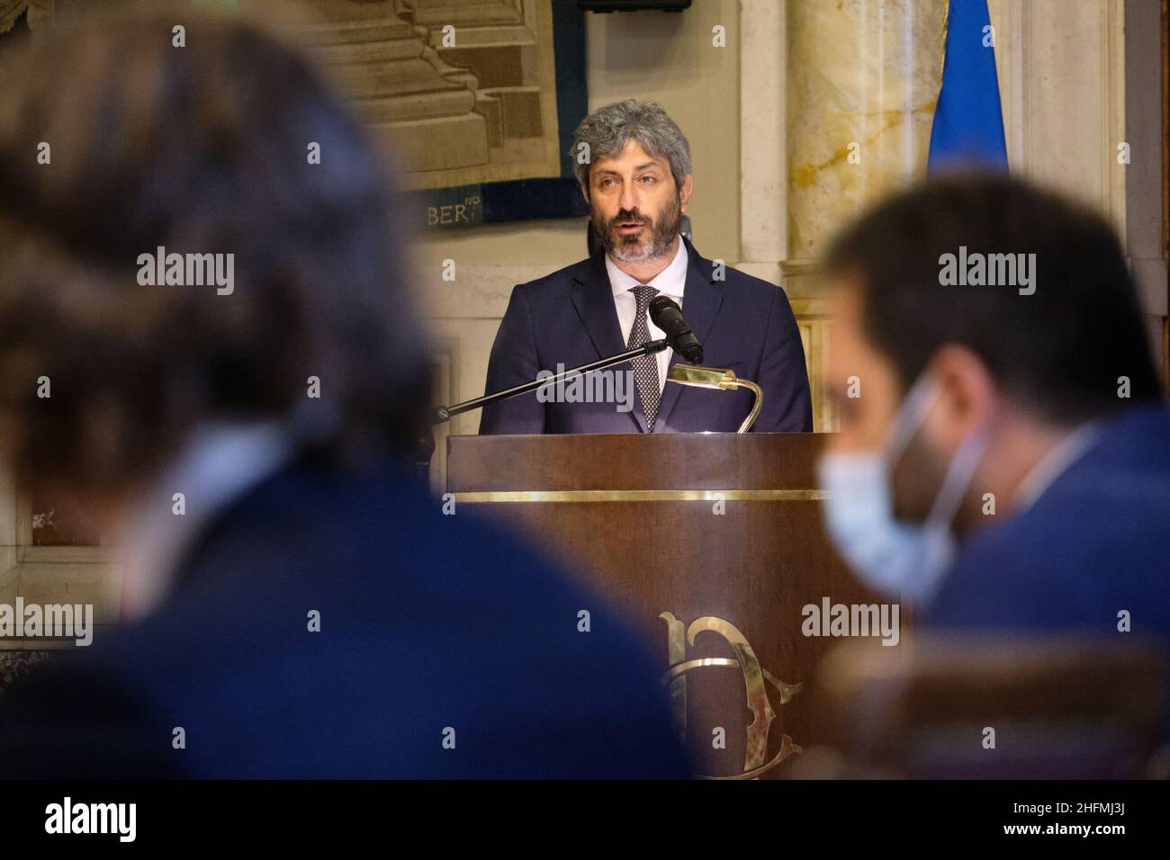 Mauro Scrobogna /LaPresse 03 luglio 2020&#xa0; Roma, Italia Camera dei rappresentanti politici - rapporto annuale ISTAT nella foto: Roberto Fico Presidente della Camera dei rappresentanti Foto Stock