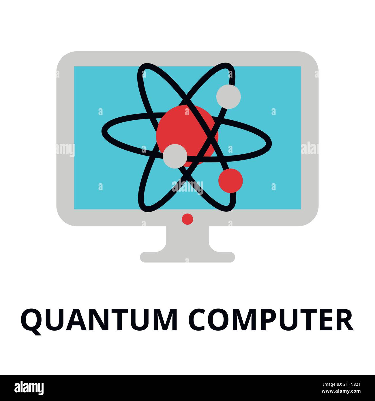 Moderno flat editable Vector line icona della tecnologia futura - quantum computer, per grafica e web design Illustrazione Vettoriale