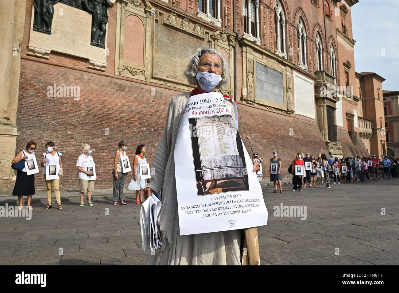 Massimo Paolone/LaPresse 2 agosto 2020 Bologna, Italia News 40th anniversario del massacro alla stazione di Bologna il 2 agosto 1980 nella foto: Un momento di commemorazione Foto Stock