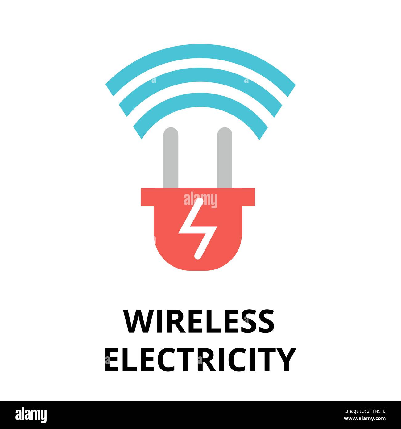 Moderna icona a linea vettoriale modificabile piatta della tecnologia futura - elettricità wireless, per grafica e web design Illustrazione Vettoriale