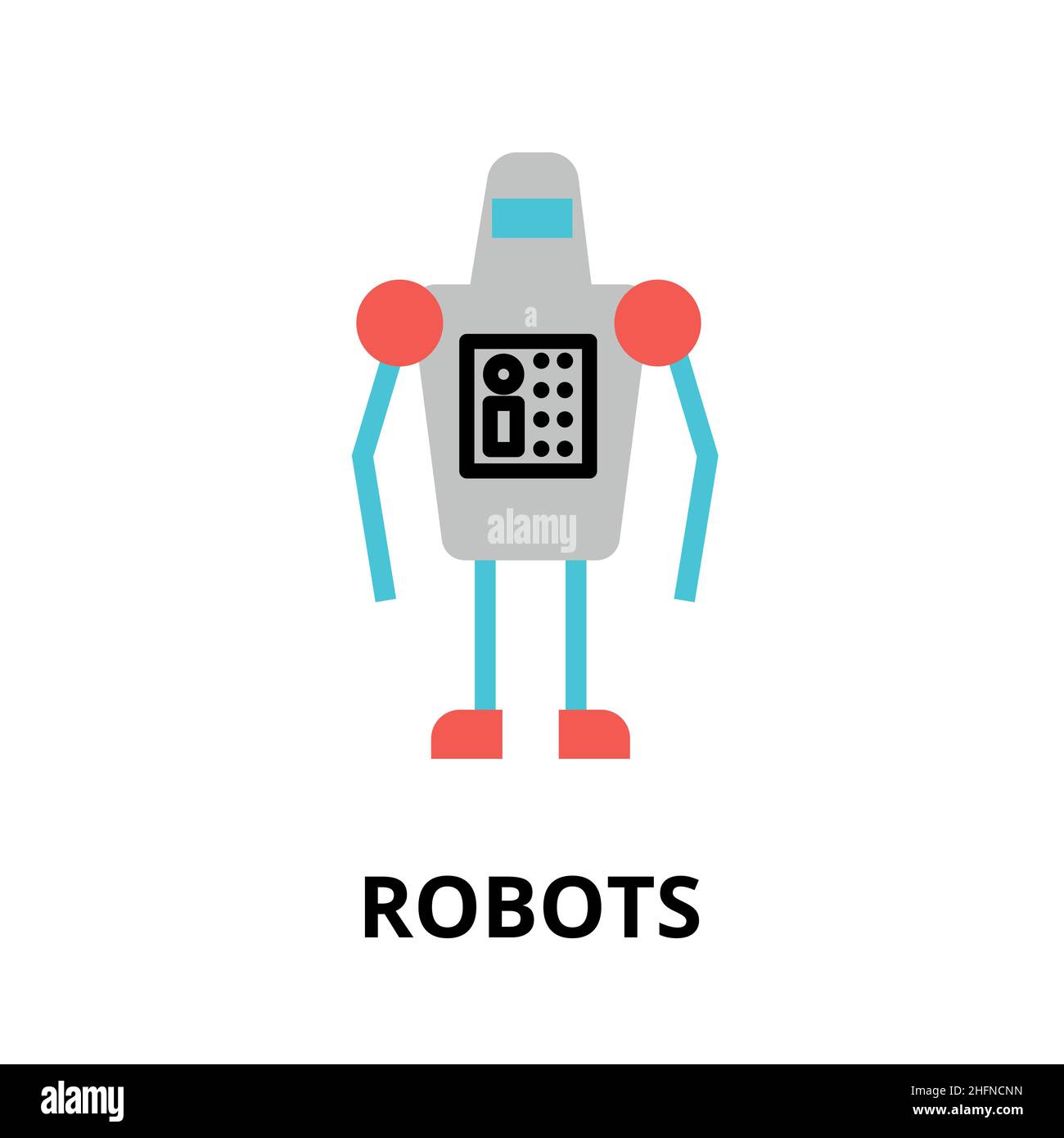 Moderno flat editable Vector line icona della tecnologia futura - robot, per grafica e web design Illustrazione Vettoriale
