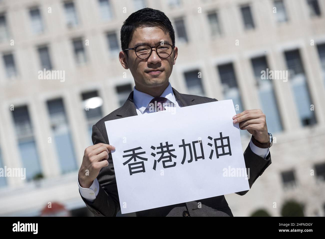 Roberto Monaldo / LaPresse 25-08-2020 Roma (Italia) l'attivista democratico di Hong Kong Nathan Law visita Roma nella legge di Nathan di fronte al Ministero degli Esteri Foto Stock