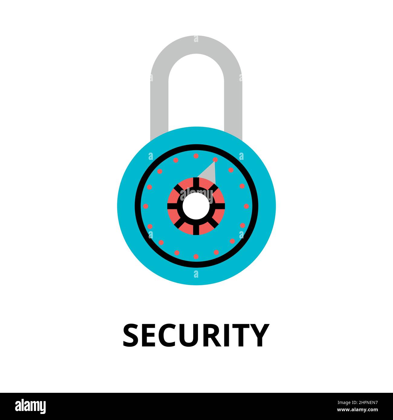 Disegno moderno flat vettoriale, icona di sicurezza, per grafica e web design Illustrazione Vettoriale