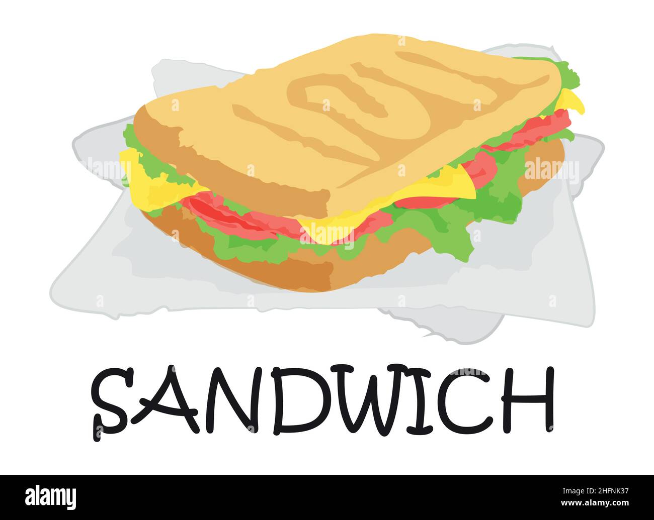 Adesivo sandwich. Illustrazione vettoriale in stile acquerello, per grafica e web design Illustrazione Vettoriale
