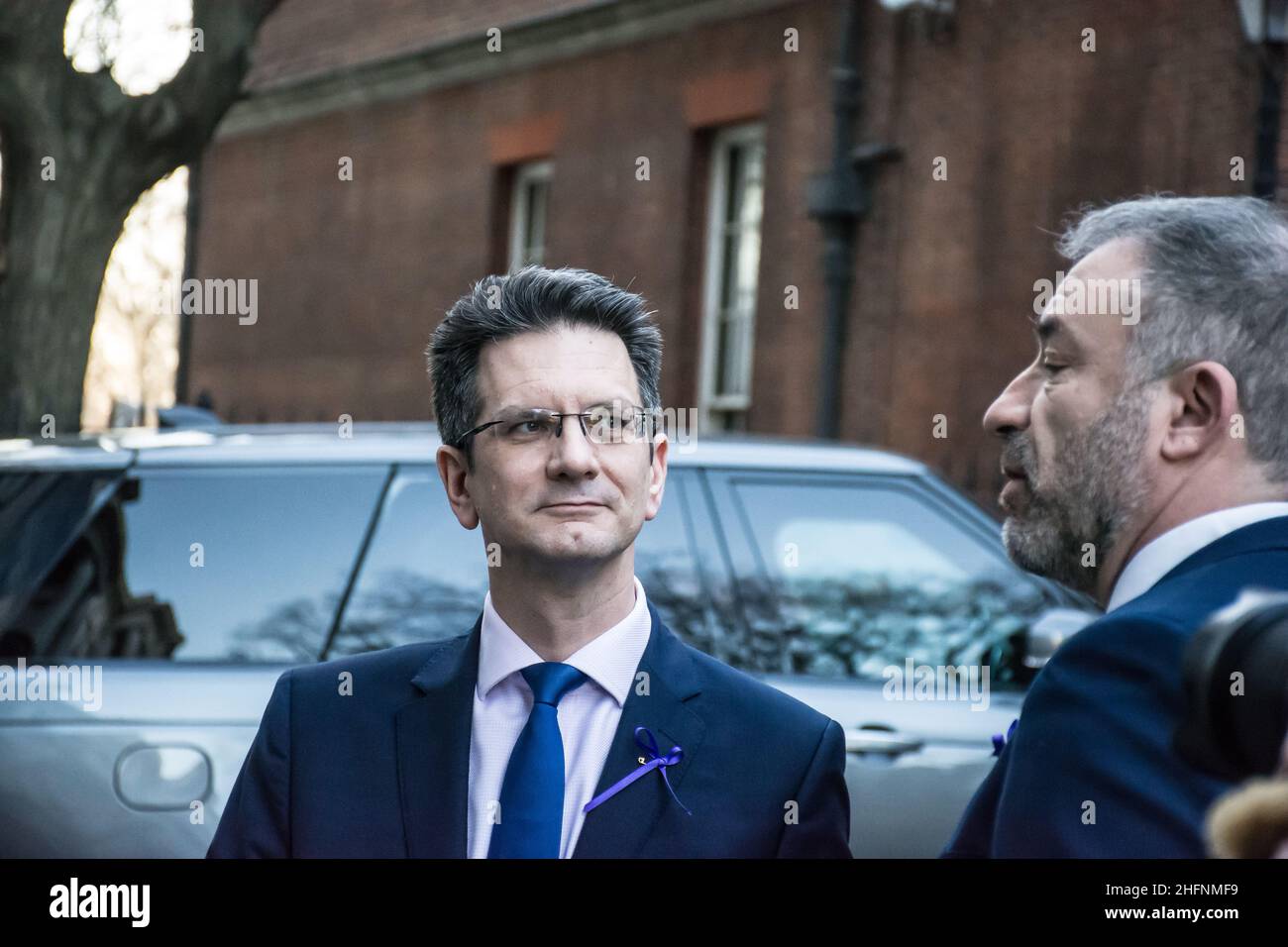 10 Downing Street, Londra, Regno Unito. Gennaio 2022. Steve Baker MP partecipa al gruppo della Campagna insieme Dichiarazione mano in una petizione del 200k a Downing Street chiedendo la fine dei mandati di passaporti del vaccino. Foto Stock