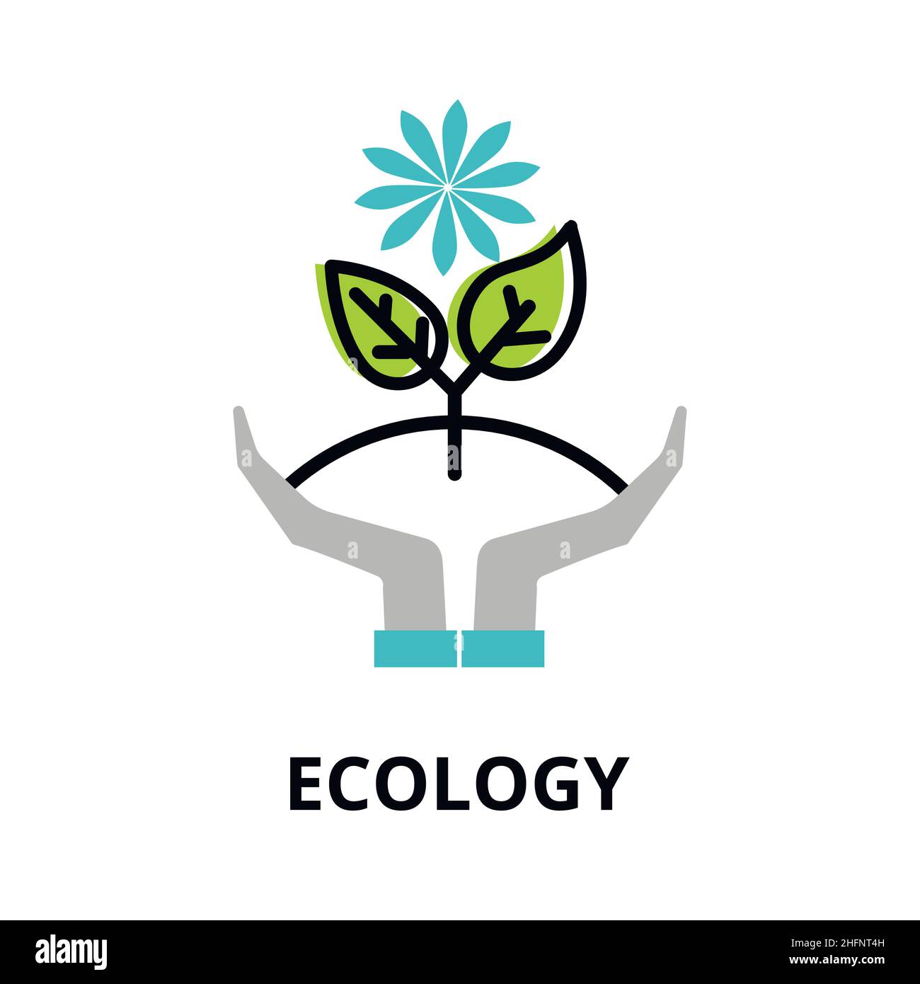 Icona design a linea sottile e moderna, illustrazione vettoriale, concetto infografico di ecologia, risparmio di natura ed energia alternativa per grafici e web desi Illustrazione Vettoriale