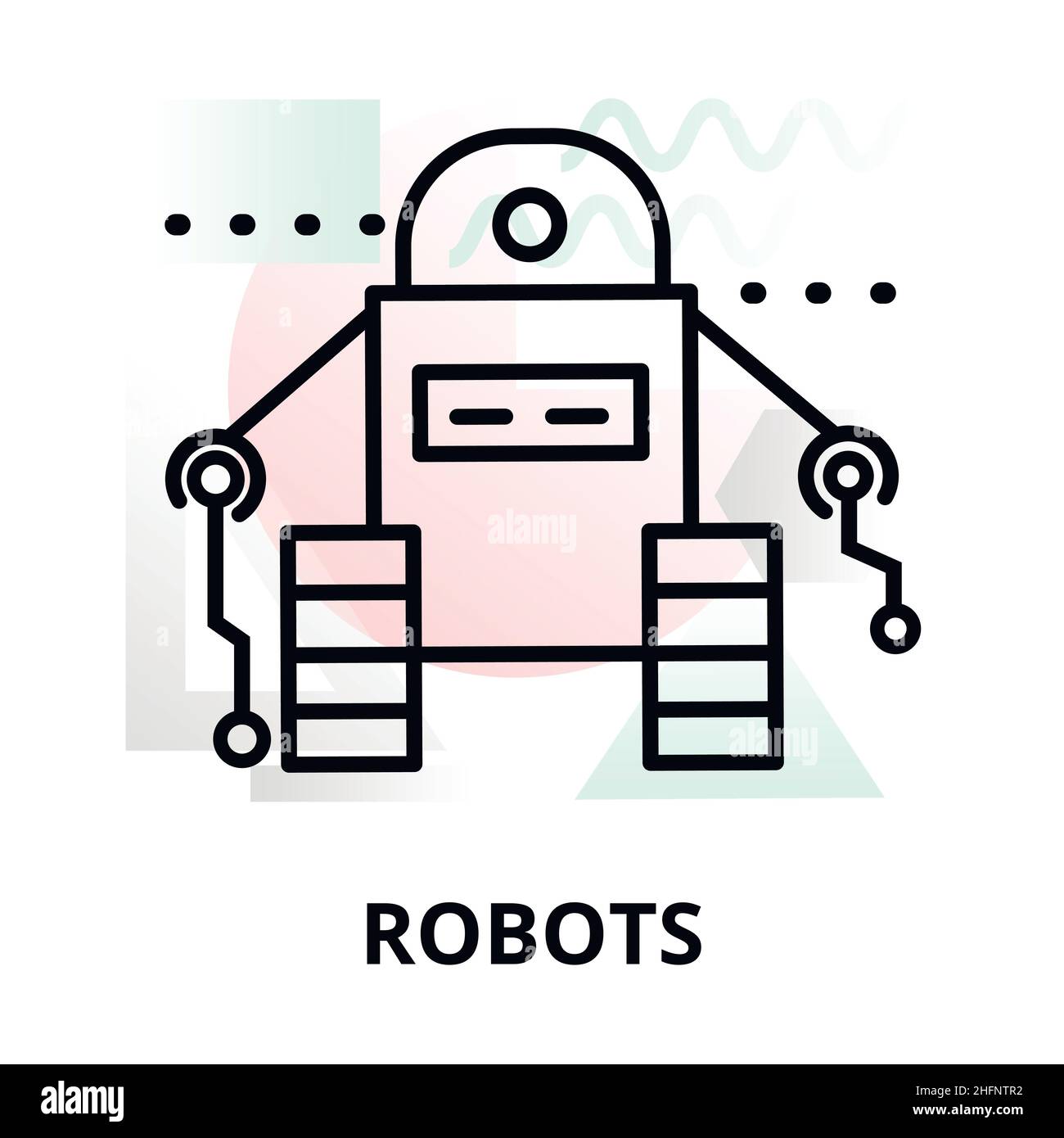 Icona astratta della tecnologia del futuro - robot su sfondo di forme geometriche a colori, per grafica e web design Illustrazione Vettoriale