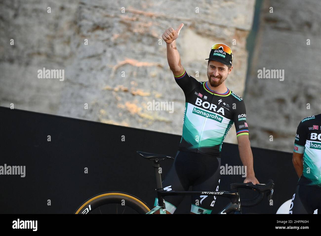 Fabio Ferrari/LaPresse 01 ottobre 2020 Segesta, Palermo (Italia) Sport Cycling giro d'Italia 2020 - edizione 103th - Presentazione del Team nella foto: Durante la presentazione - PETER SAGAN (BORA - HANSGROHE) Foto Stock