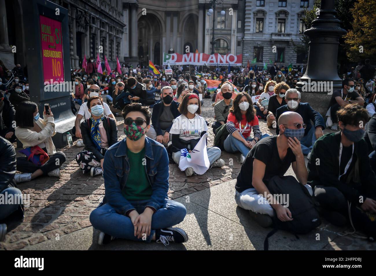 Claudio Furlan - LaPresse 10 Ottobre 2020 Milano (Italia) News ora Basta! Manifestazione organizzata dai movimenti lgbt per l'approvazione della legge Zan sulla transfobia Foto Stock