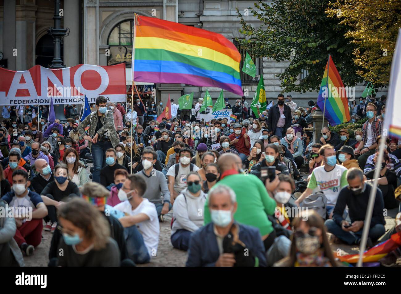 Claudio Furlan - LaPresse 10 Ottobre 2020 Milano (Italia) News ora Basta! Manifestazione organizzata dai movimenti lgbt per l'approvazione della legge Zan sulla transfobia Foto Stock