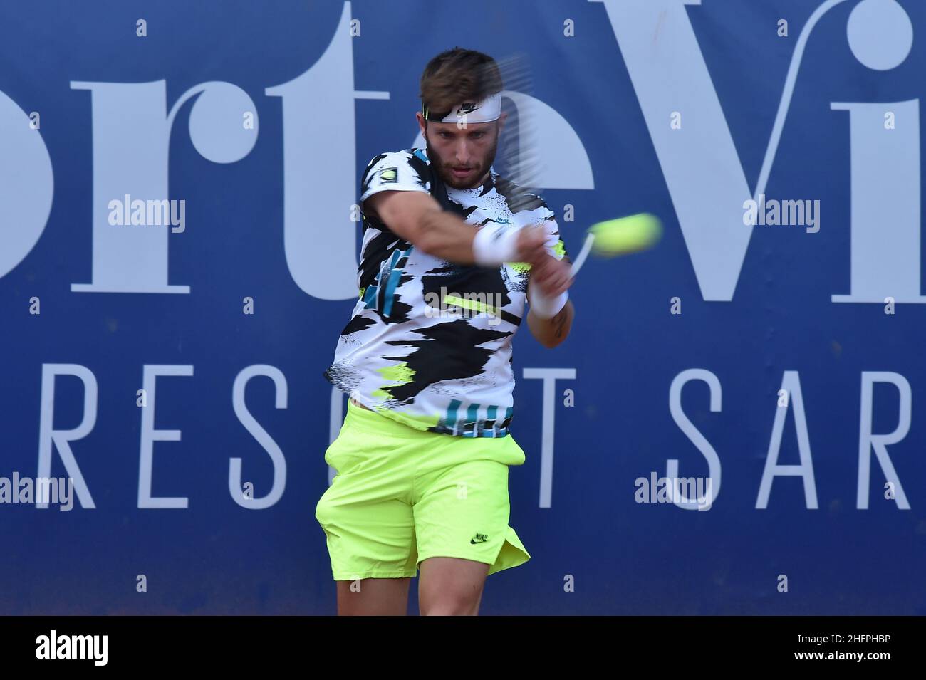 Alessandro Tocco/LaPresse 15 ottobre 2020 Santa Margherita di Pula, Cagliari (Italia) Sport Tennis, Forte Village Sardegna Open in the pic:Corentin Moutet Foto Stock