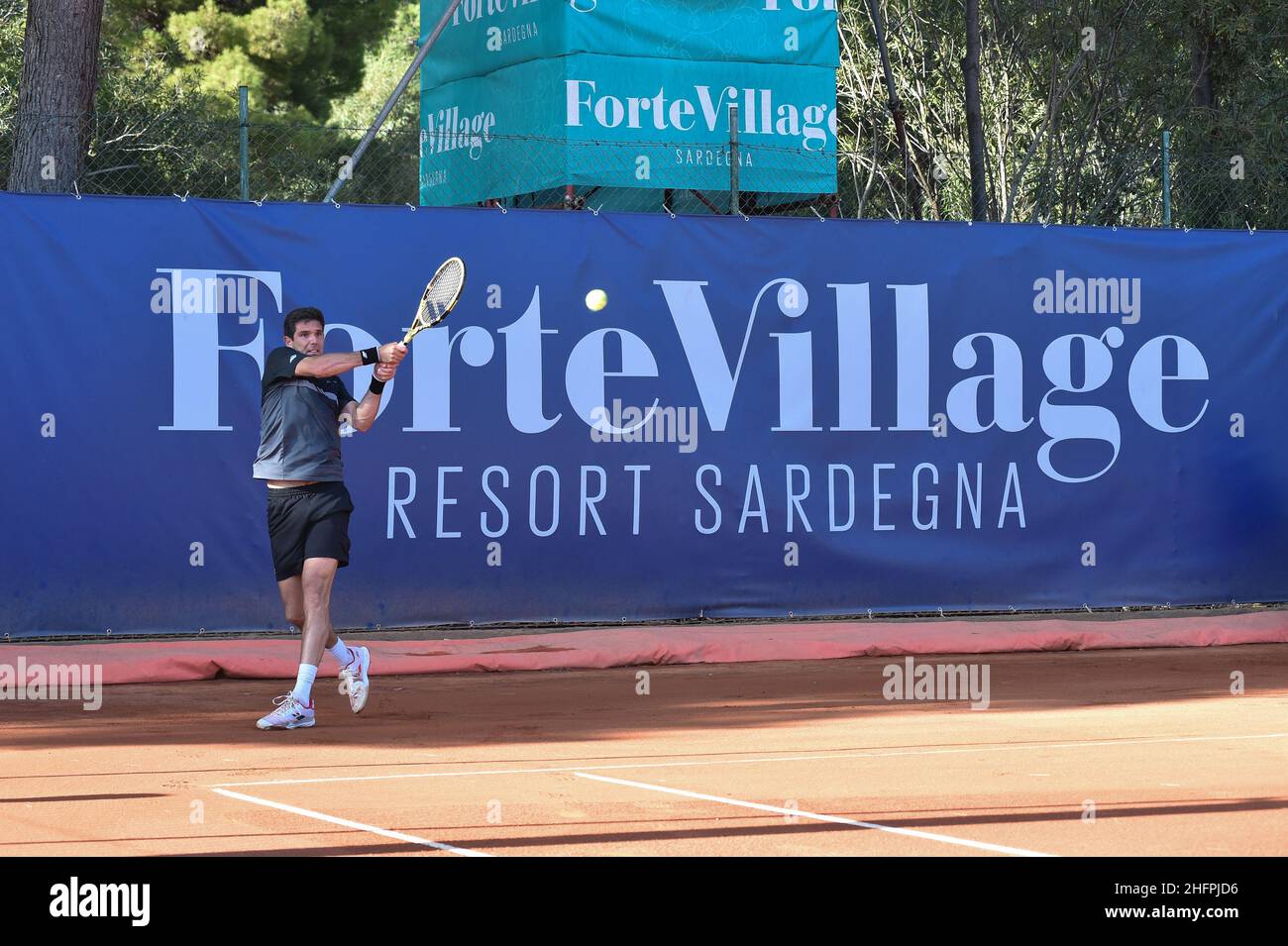 Alessandro Tocco/LaPresse 16 ottobre 2020 Santa Margherita di Pula, Cagliari (Italia) Sport Tennis, Forte Village Sardegna Open nella foto:Federico Delbonis Foto Stock