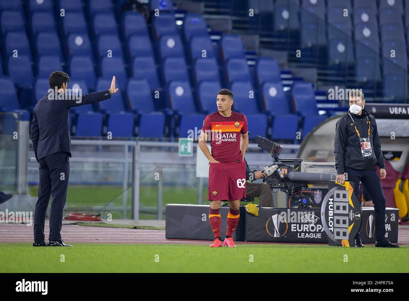 Fabio Rossi/AS Roma/LaPresse 05/11/2020 Roma (Italia) Sport Soccer Roma-cfr Cluj Europa League 2020/2021 - Stadio Olimpico nella foto: Tommaso Milanese Foto Stock